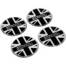 Special Edotion British Black flag 3d domed car wheel center cap emblems stickers decals, Silver