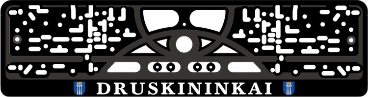 License plate frame DRUSKININKAI silkscreen inscription white with polymer stickers