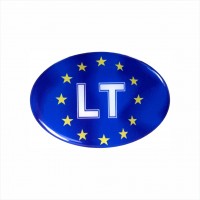80 x 55 mm Protruding polymer sticker "LT" 3D on the background of the EU flag