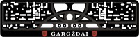 License plate frame GARGŽDAI silkscreen inscription white with polymer stickers