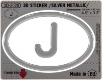 125 x 83 mm J Japan Iškilus polimerinis lipdukas 3D sidabrinis