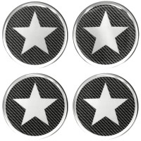 Star Chrome Carbon 3d domed car wheel center cap emblems stickers decals, chrome
