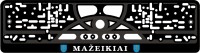 License plate frame MAŽEIKIAI silkscreen inscription white with polymer stickers