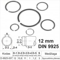 12 mm Retaining ring outer, retaining rings for shafts spring steel