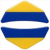2 pcs. 122 x 57 mm stickers Embossed polymer Ukrainian flag yellow blue