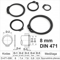 8 mm DIN 471 Retaining ring outer, retaining rings for shafts spring steel