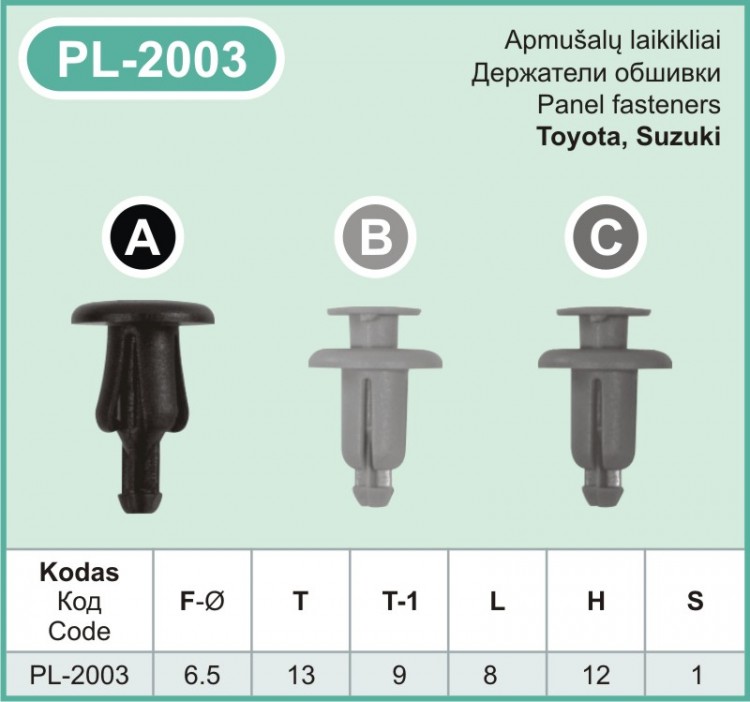 PL-2003A Plastmasiniai laikikliai automobiliams