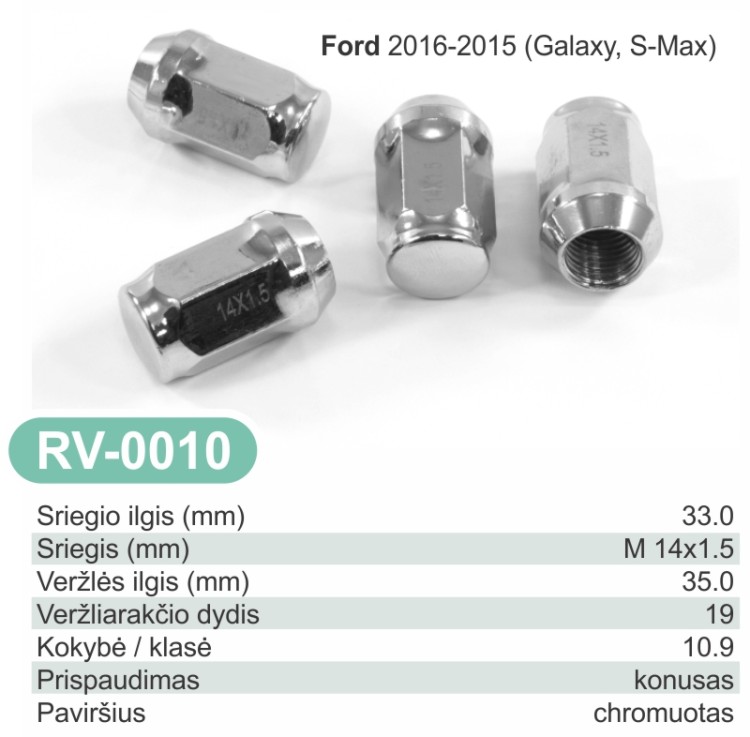 Wheel bolt M14x1.5 19'' / RV-0010 Ford 2016-2015 (Galaxy, S-Max)