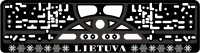 Valstybinio numerio rėmelis Lietuva šilkografinis užrašas baltos spalvos su tautine juosta, tautiniu raštu