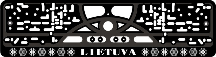 License plate frame Lithuania silkscreen inscription in white with national ribbon, national writing